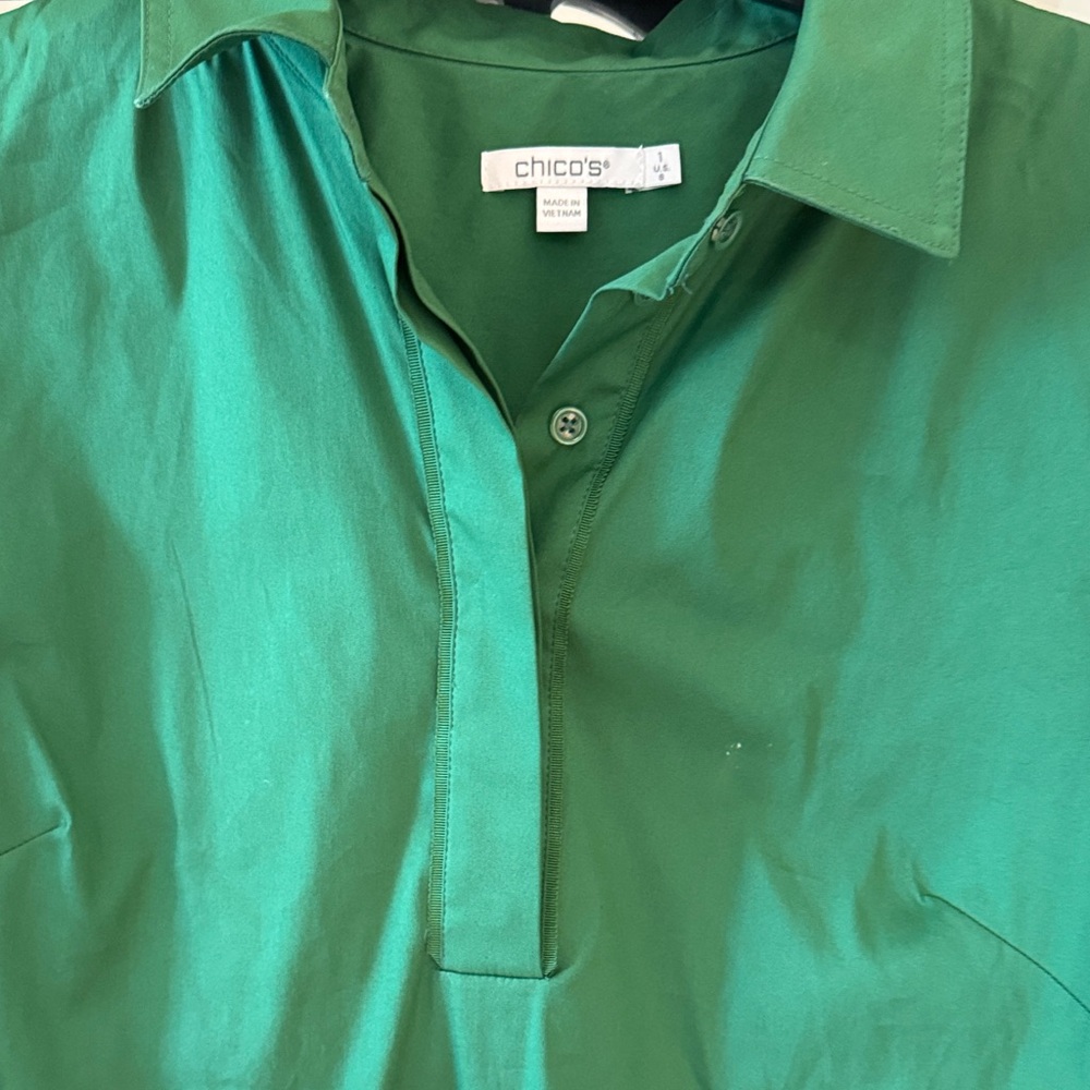 Chico's Vibrant Green 3/4 Sleeve Dress - Picture 3 of 9